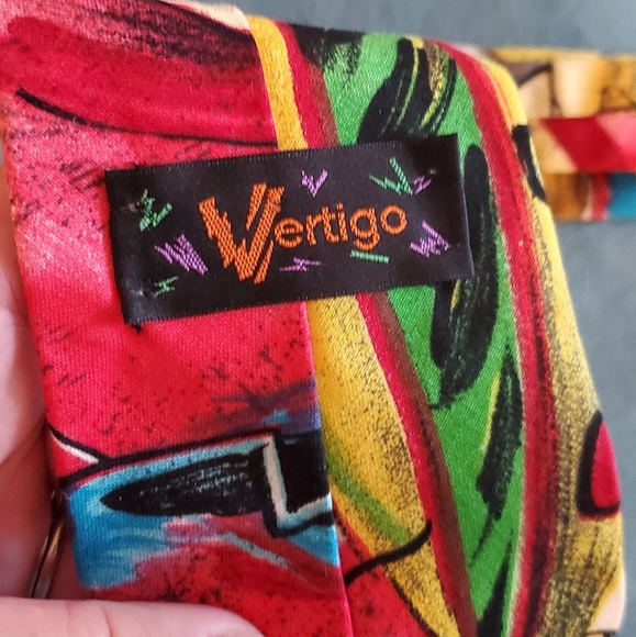 Vertigo red yellow tie 100% cotton - Picture 2 of 3